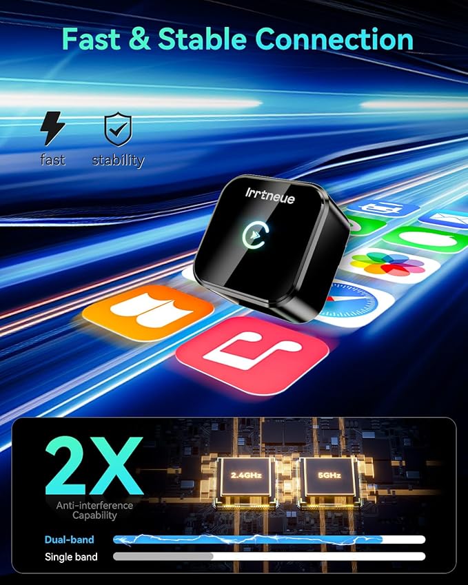 Wireless CarPlay Adapter 2025 Version, 2-in-1 Stable 5.8GHz Connection, Plug & Play via USB/USB-C, Auto Connect, Compact Car Accessory (Style 2)