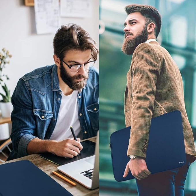 Laptop Bag Sleeve, Resistant Neoprene Laptop Sleeve/Notebook Computer Pocket Case/Tablet Briefcase Carrying Bag Compatible for 15 inch MacBook Pro, Ultrabook Notebook - (Dark Blue)