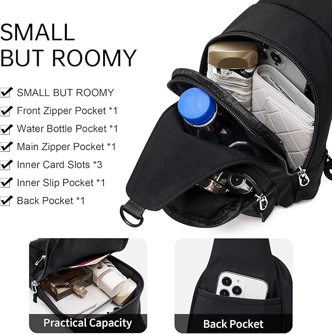 Womens Sling Bag Crossbody Bags for Women Vegan Leather Sling Backpack Daypack Fanny Pack Crossbody Purse Travel