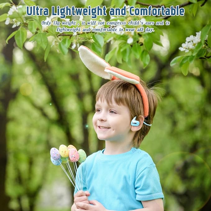 BANIGIPA Kids Headphones, Open Ear Headphones Comfortable for Teens Child Boys Girls, Wireless Bluetooth 5.4 Headset w/Mic for School/Tablet/Travel, 13g Ultra-Light, Protect Hearing, 10H Playtime