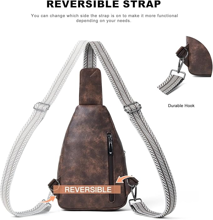 Sling Bag for Women Crossbody Purse Leather Crossbody Bag Fanny Pack Chest Pack for Travel Everyday Vacation