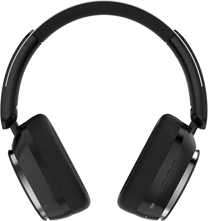 Remix 130H Playtime Bluetooth Over-Ear Wireless Headphones, ANC/ENC Active Noise Cancelling, Foldable Rotatable Lightweight Headphones with Microphone Type-C for Call Travel Sports (Black)