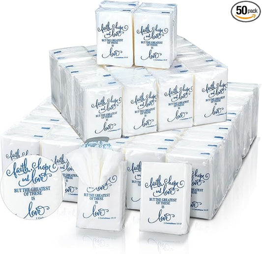 Spiareal 50 Pcs Blue Mother of the Bride Happy Tears Tissues for Wedding Bulk 3 Ply Mother of the Bride Tissues Pocket Paper Mini Travel Size for Party Favor Christian Wedding Gifts