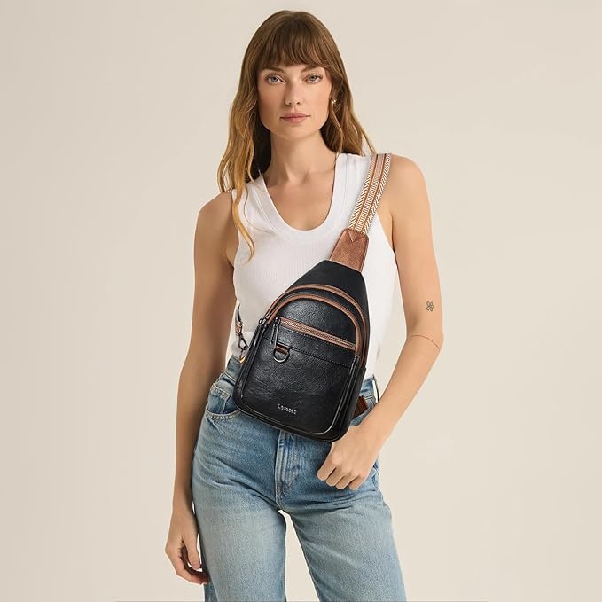 7L Sling Bag for Women Men Vegan Leather Crossbody Bags Fanny Pack Purse Backpack Over Shoulder Bag Travel Anti Theft