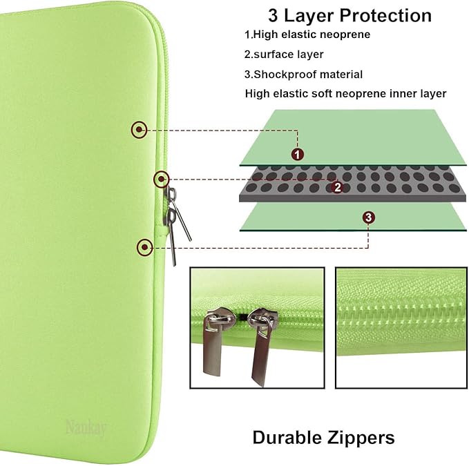 Laptop Case 15.6 Inch, Resistant Neoprene Notebook Computer Pocket Case/Tablet Briefcase Carrying Bag Compatible for Asus Fujitsu HP Sony - (LightGreen)