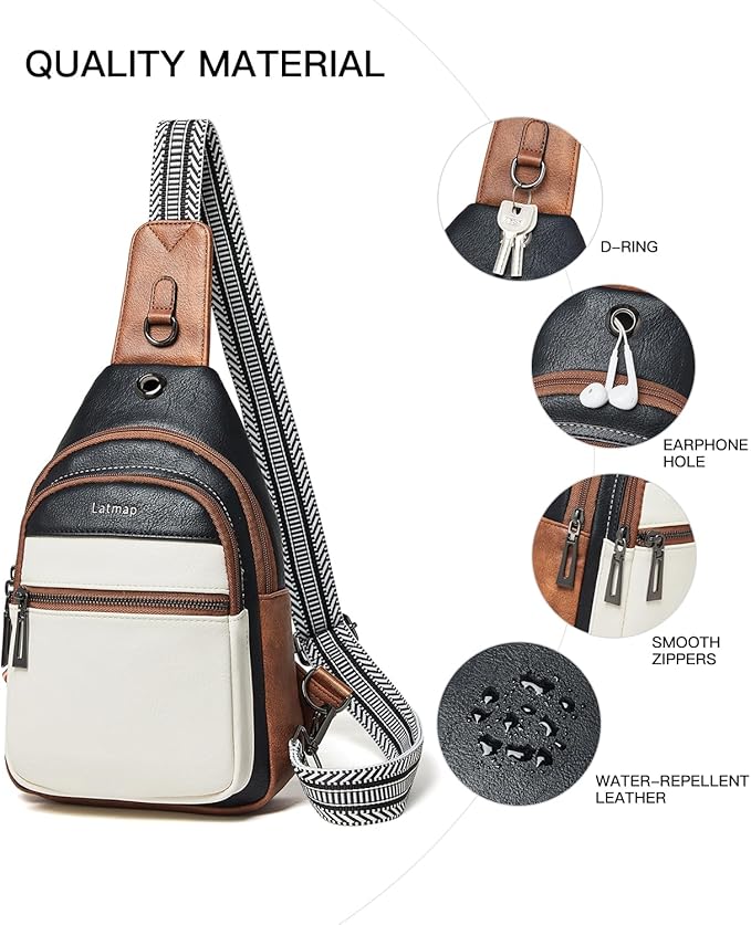 7L Sling Bag For Women Faux Leather Anti Theft Small Casual Daypack Backpack Fanny Pack Crossbody Chest Bags Purse Waterproof