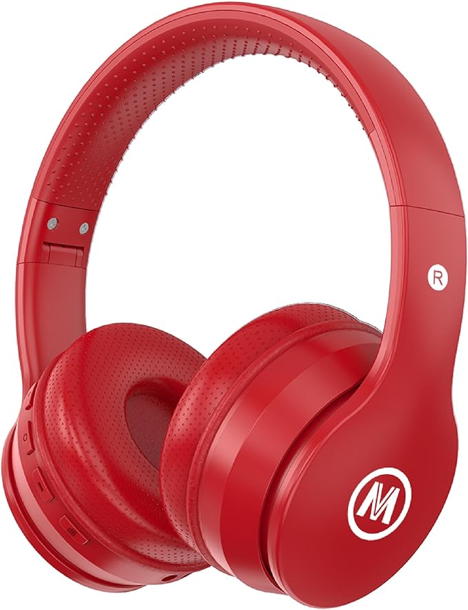 Headphones Kids Bluetooth 5.4 Wireless Play Time 68H Safe Volume Limit 85/94dB Over-Ear Foldable Headset,Fast Charging,with Aux Cord Built-in Mic for Toddler Child Pad Study Tablet Red