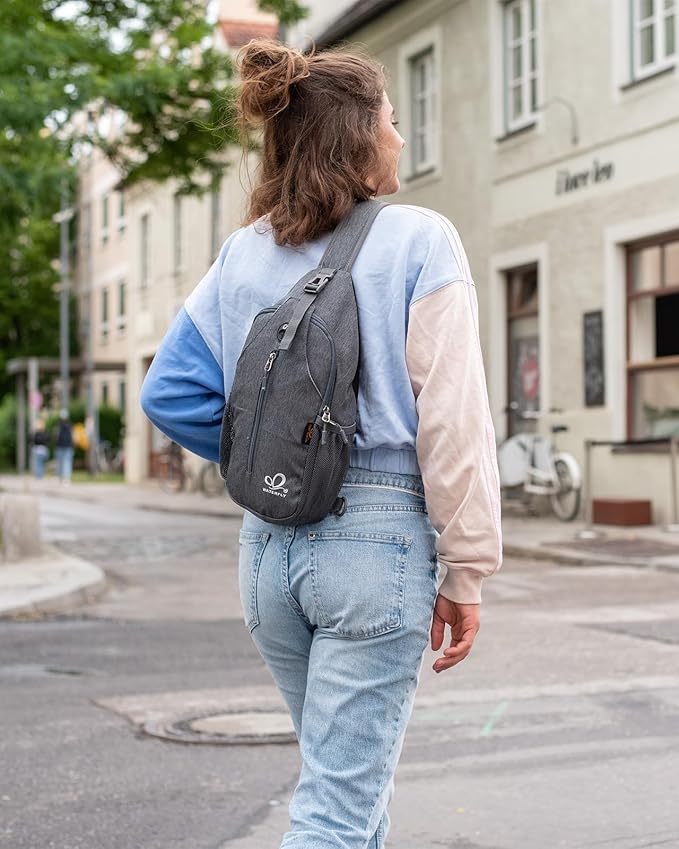 WATERFLY Crossbody Sling Backpack Sling Bag Travel Hiking Chest Bags Daypack (Teal blue)