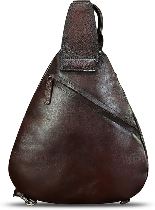 Genuine Leather Sling Bag for Men and Women Classical Real Leather Sling Backpack Purse Crossbody Bag for iPad Pro 11 inch