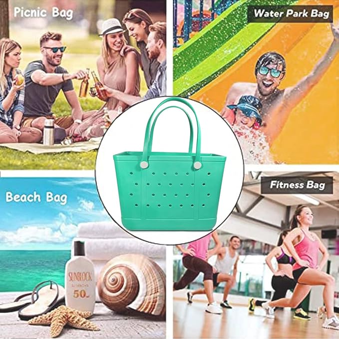 Extra Large Rubber Tote Bag Beach Bag, Washable Durable Open Beach Tote Bag, Travel Totes Bag for Pool Boat Sports