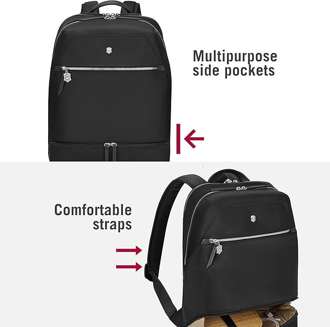 Victorinox Victoria Signature Deluxe Backpack - Professional Laptop Backpack for Women - Holds Computer & Tablet - Includes Clutch - 18 Liters, Black