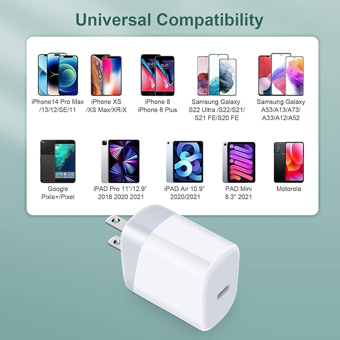 USB C Pixel 7 Fast Charger Type C Charging Block for Google Pixel 10 9a 9 Pro XL 8a 8 Pro 7a 7 Pro 7 6a 6 Pro 5a,20W PD 3.0 USB C Wall Charger Box Cube Power Adapter for iPhone 14,Samsung Galaxy S24