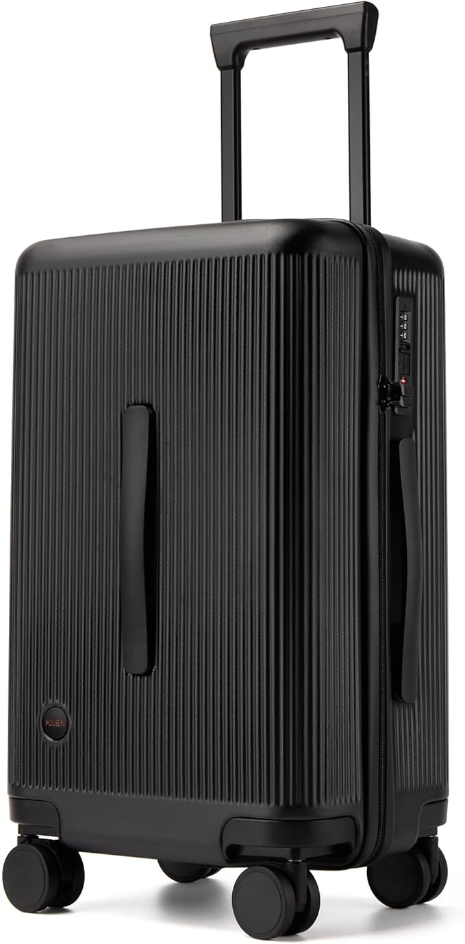 20 Inch Carry On Luggage, Hardside Lightweight Spinner Suitcase with TSA Lock, 22x14x9 Airline Approved Hard Shell Travel Suitcase with Wheels, Scratch Resistant (Black, 20 Inch)