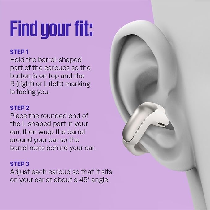 Bose Ultra Open Bluetooth Earbuds, True Wireless Earbuds with OpenAudio for Awareness, Clip On Design for Comfort, Immersive Audio, Up to 48 Hrs of Playtime, Chilled Lilac - Limited Edition Color