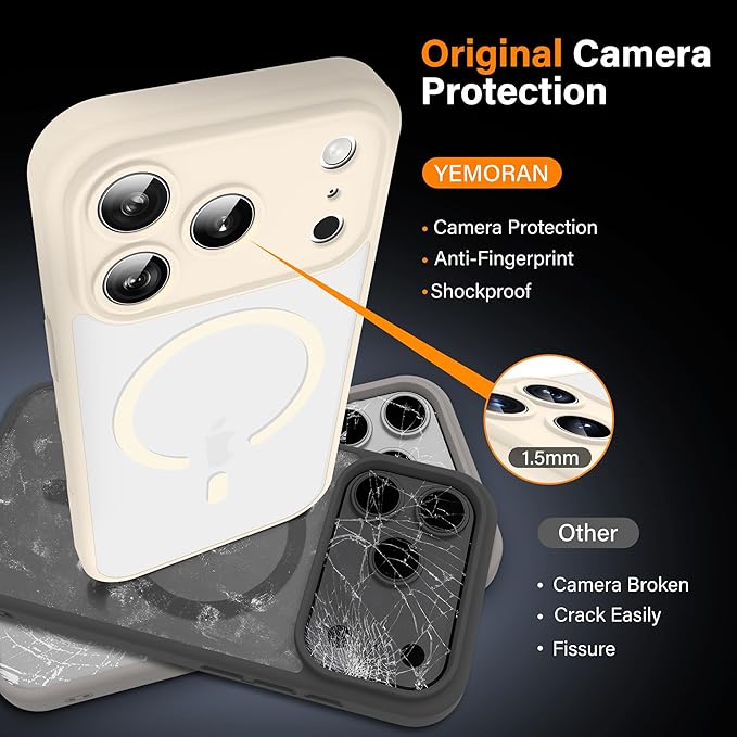 Case for iPhone 17 Pro 6.3'' Compatible with Magnetic Mag-Safe Charging [Camera Control Button] [Camera Protection] Matte Translucent Military Grade Shockproof Phone Case, White