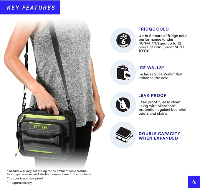 Arctic Zone Titan Deep Freeze Fridge Expandable Insulated Horizontal Lunch Pack, Grey