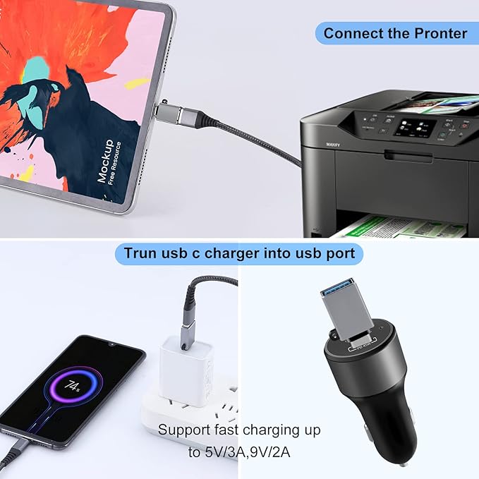 USB C to USB Adapter 4 Pack,USBC to USB Adapter,Type C Male to USB 3.0 Female,USBC OTG Converter for iPhone 16 15,MacBook Pro,iPad,Grey