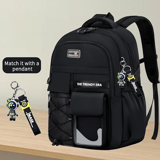 teenage student backpack,encrypted material， multiple compartments and large capacity backpack with anti-theft pockets，Water repellent backpacks suitable for middle and high school Men & Women, Black