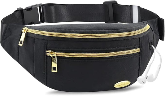 Entchin Fanny Pack for Women Men,Crossbody Belt Bag with 4-Zipper Pockets,Adjustable Waist Bag Pack,One of the Most Popular Travel Essential Gifts for Walking,Traveling,Cycling