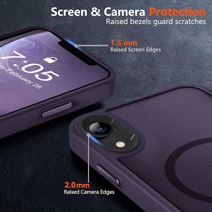 MOCCA Strong Magnetic for iPhone XR Phone Case, [Compatible with Magsafe][Mil-Grade Drop Protection] Slim Thin Translucent Matte Protective Cover Case for iPhone XR Case 6.1'', Deep Purple
