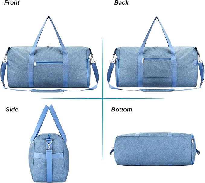 For Spirit Airlines Personal Item Bag 18x14x8, Foldable Small Travel Duffel Bags Gym Duffle Weekender Overnight Carry on Luggage Bag with Wet Pocket & Shoe Compartment for Women Men(Blue, 30L)