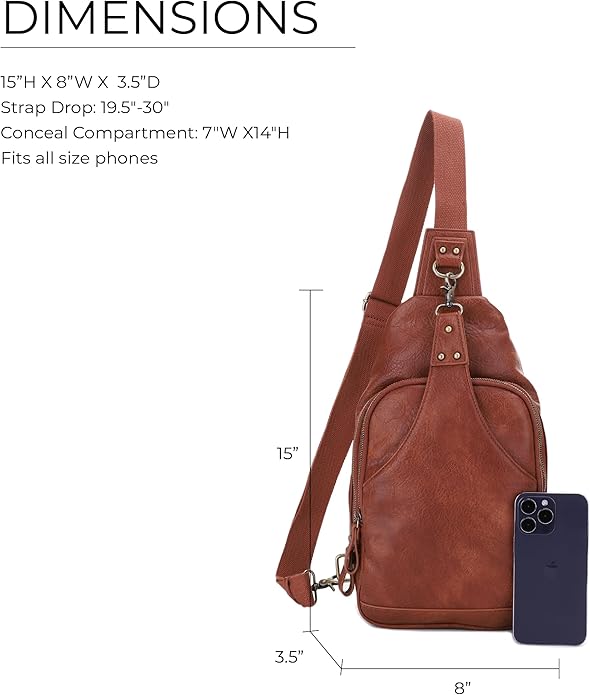 JESSIE & JAMES Brooke Unisex Concealed Carry Sling Bag Crossbody Backpack Purse