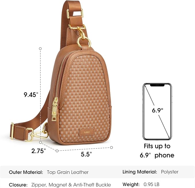 Kattee Sling Crossbody Bag for Women, Leather Fanny Pack Crossbody Sling Bags, RFID Purse Chest Bag Small Daypack for Women