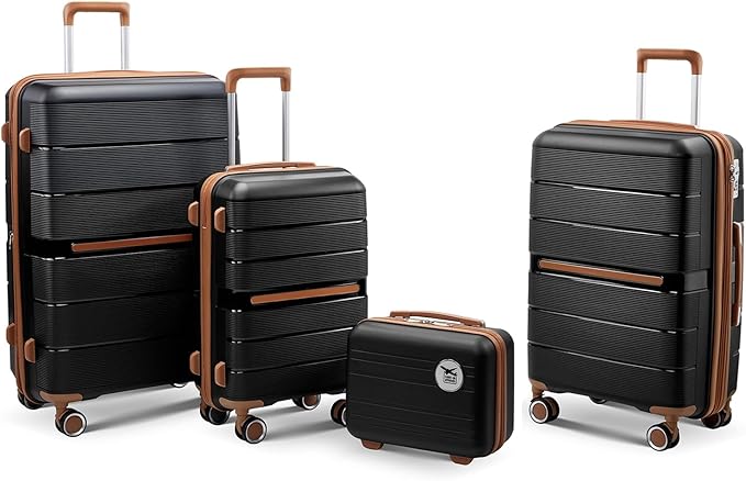 4-Piece Hardshell Luggage Set with TSA Locks, Expandable Suitcases and Silent Spinner Wheels - Vibrant Colors for Easy Identification (14/20/24/28 Inch) - Family Travel Suitcase Sets