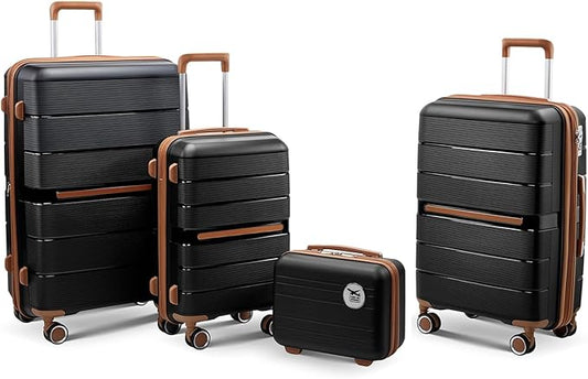 4-Piece Hardshell Luggage Set with TSA Locks, Expandable Suitcases and Silent Spinner Wheels - Vibrant Colors for Easy Identification (14/20/24/28 Inch) - Family Travel Suitcase Sets