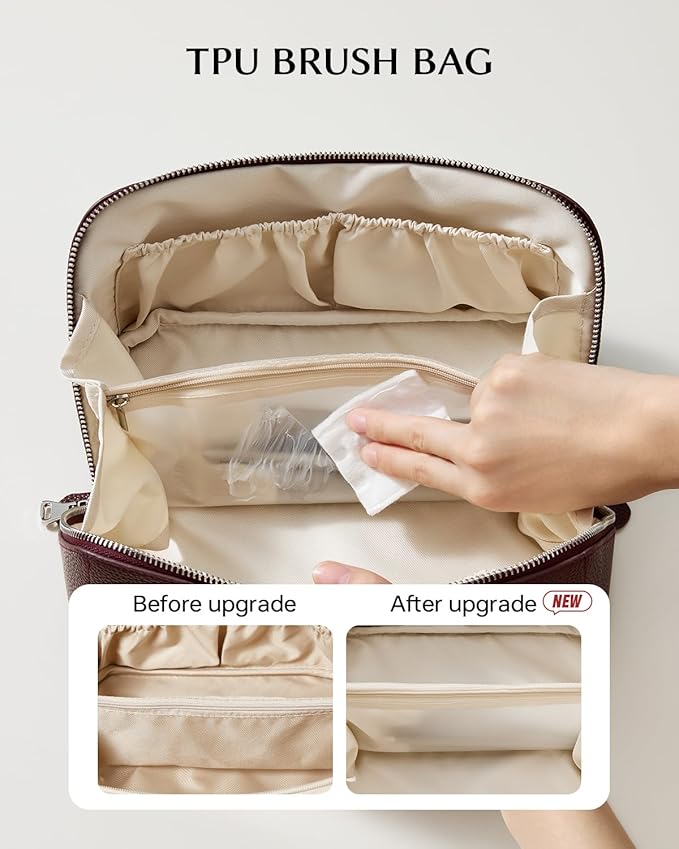 EACHY Makeup Bag,Large Capacity Travel Makeup Bag,Waterproof Portable Open Flat Toiletry Bag Cosmetic Bag with Divider and Handle