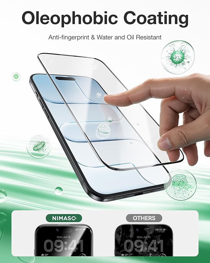 NIMASO for iPhone Air Screen Protector Full Coverage 6.5-Inch, No Bubbles No Dust, 3D Curved Edges 9H Hardness Tempered Glass, Military Grade Shatterproof, Anti-Scratch, with Roller,1 Pack