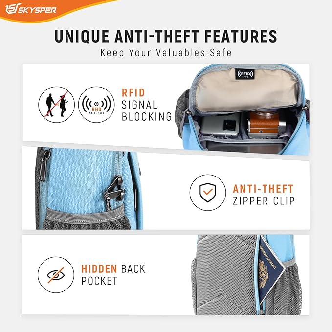 SKYSPER Sling Bag RFID Cross Body Bag Recycled Crossbody Backpack Travel Daypack