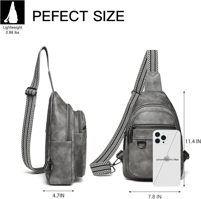 7L Sling Bag for Women Men Vegan Leather Crossbody Bags Fanny Pack Purse Backpack Over Shoulder Bag Travel Anti Theft