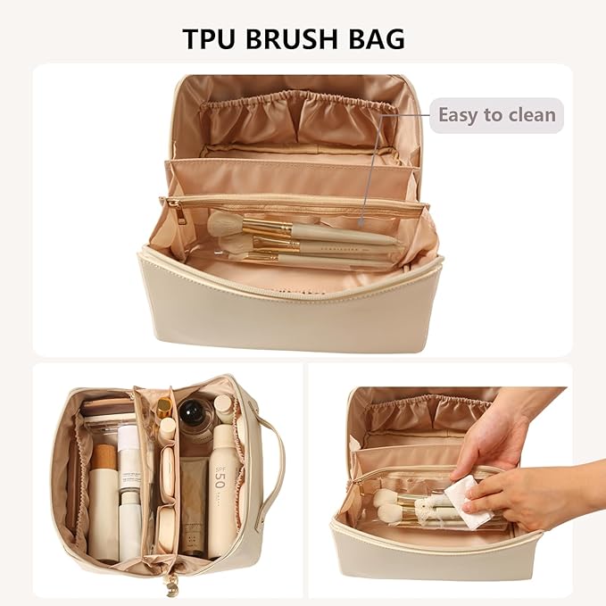Travel Makeup Bag Toiletry Bag for Women Large Cosmetic Travel Bag Makeup Storage Box Skincare Organizer Vanity Organizer Bag Multi-Function Makeup Organizer with Compartments Travel essentials