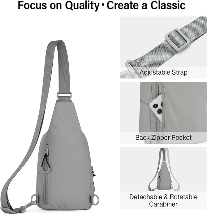 Hanke Crossbody Sling Bag for Women Men, Casual Cross Body Sling Bags, Lightweight Chest Bag for Outdoor Hiking Travel