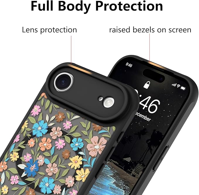 KANGHAR Case Compatible with iPhone Air Flower Pattern [Compatible with Magsafe] Cute Colorful Blooming Florals Protective Magnetic Case for Girls Women 6.5"