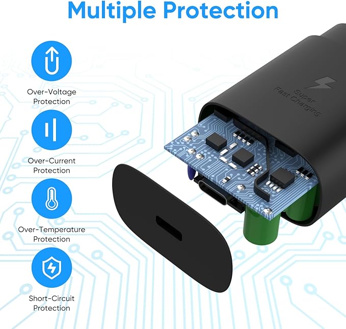 USB C Charger Block, 25W USBC Fast Charging Adapter Power Cube Wall Charger Plug for Samsung Galaxy S25/S24 Ultra/S23/S22/S21/S20/Z Fold 3/4/5/Note20, iPhone 16/15 Pro Max (Black, 4 Pack)
