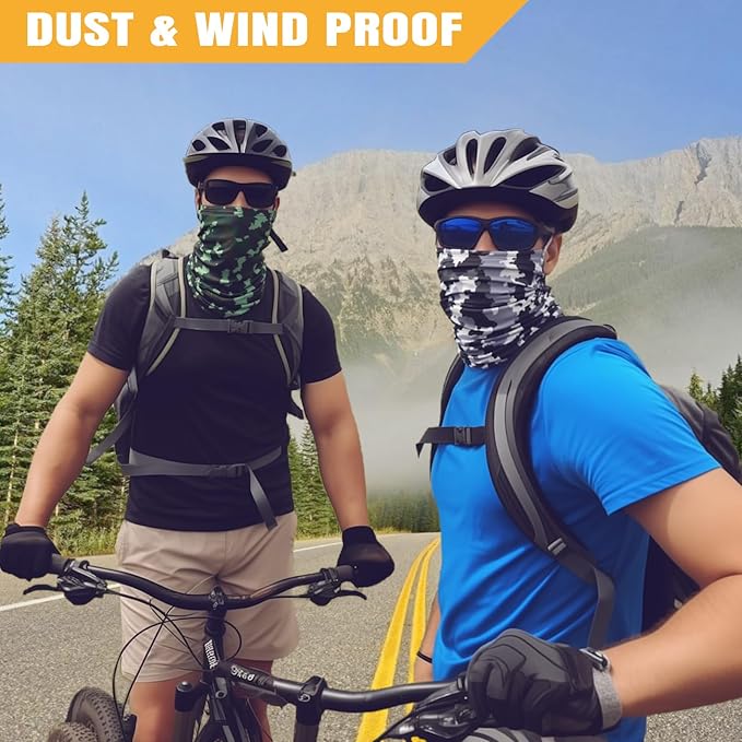 HONGTEYA 6 Pack Neck Gaiter Face Mask: Breathable Windproof Face Cover Balaclava High Elastic Earloop Bandana for Men Women