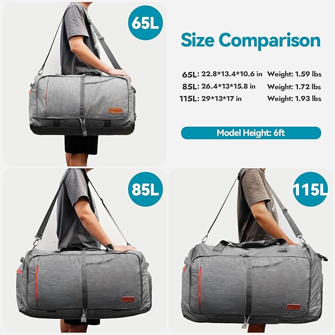 Canway 115L Travel Duffel Bag, Foldable Weekender Bag with Shoes Compartment for Men Women Water-proof & Tear Resistant