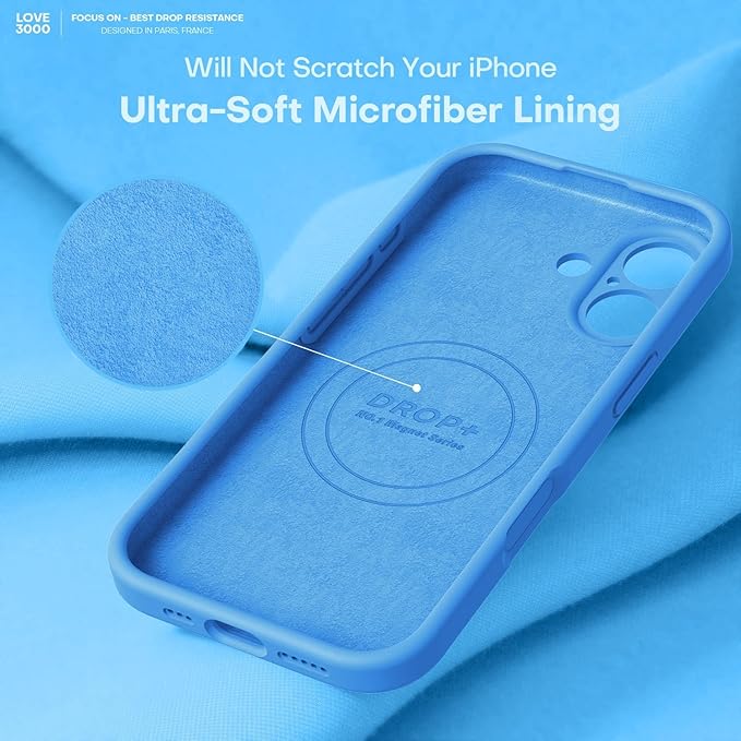 LOVE 3000 Designed for iPhone 17 Case, Premium Silicone [Compatible with Magsafe][Soft Anti-Scratch Microfiber Lining] Shockproof Protective Phone Case for Men Women 6.3", Blue