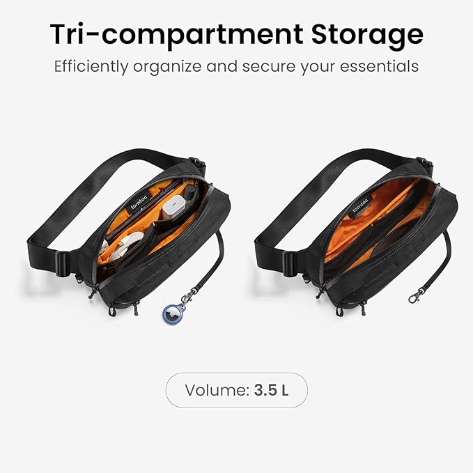 tomtoc 3.5L X-Pac Sling Bag with RFID Blocking, Crossbody Bag Minimalist Chest Shoulder Pack for Men/Women, Water-resistant Lightweight Casual Funny Pack for Travel/Daily Commute