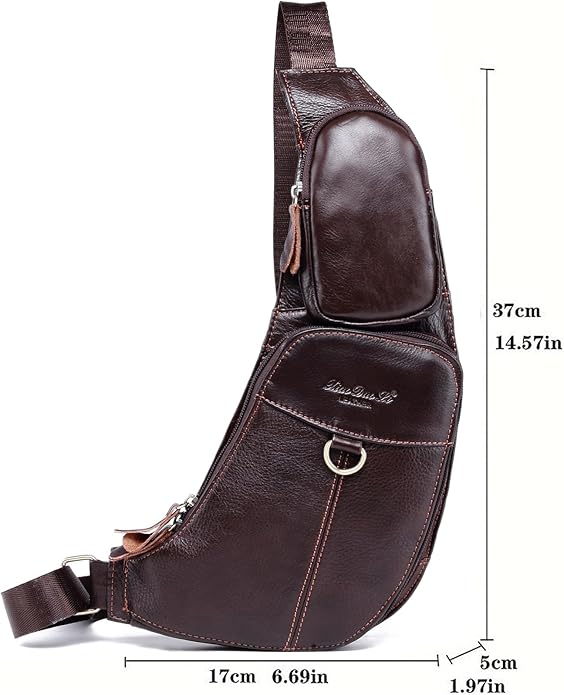 KPYWZER Vintage Leather Sling Bag Backpack for Men Crossbody Shoulder Chest DayPack Backpacks