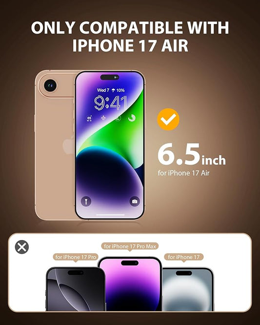 2 Pack Privacy Screen Protector for iPhone 17 Air Tempered Glass 6.5 Inch + 2 Pack Lens Protector Anti-Spy Anti-Glare HD Easy Installation