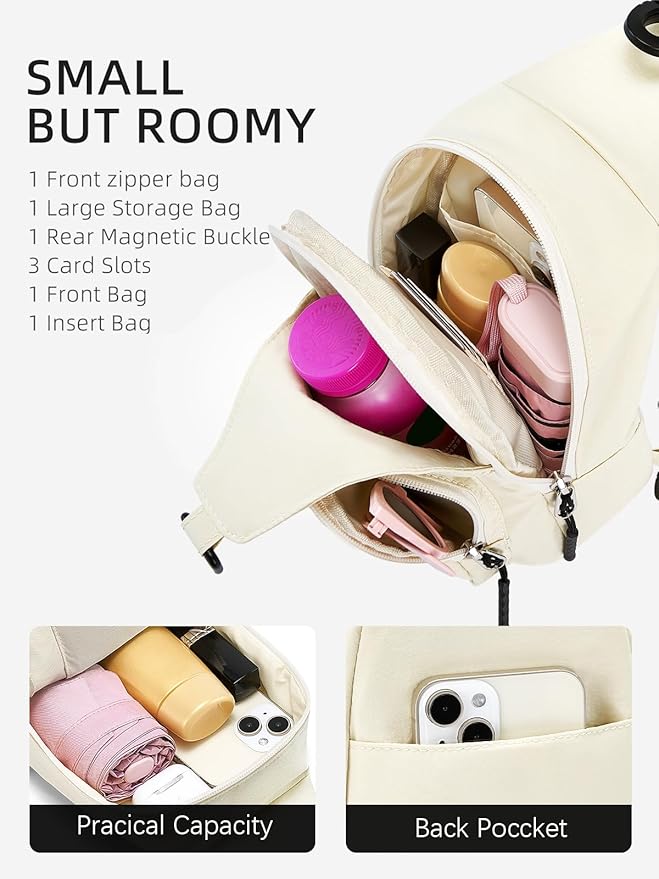 WESTBRONCO Small Sling Bag for Women Nylon Crossbody Sling Backpck Lightweight for Travel Casual Daily