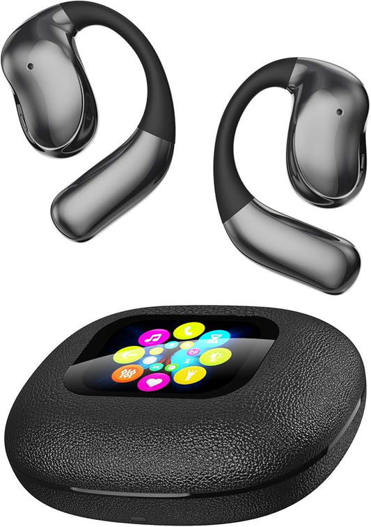 VANIR Wireless Earbuds, Open Ear Design BT 5.4 Earphones, Portable Earpiece, Support 144 Languages Real Time Translation Headphones, Full Color Display Touch Screen Gaming Headsets