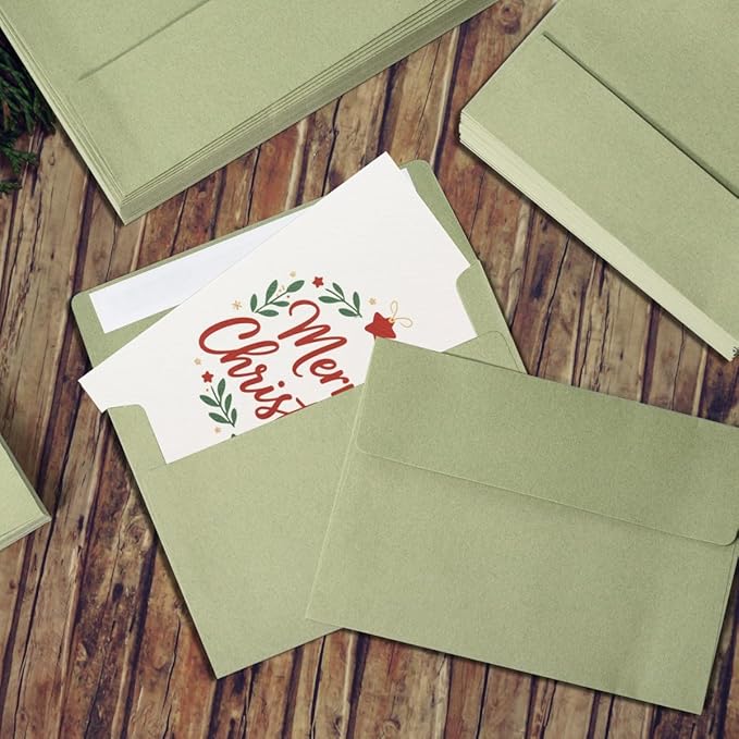 Keketer A2 Sage Green Printable Envelopes 80 Pack Self - Seal, for 5x7 Cards, Weddings, Invitations, Baby Shower 4.375 x 5.75 Inches