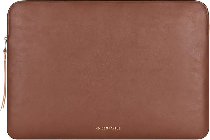Comfyable Leather Laptop Sleeve Compatible with 16 Inch MacBook Pro M4 2024 & 15 Inch MacBook Air M4 M3 M2 2025, Brown