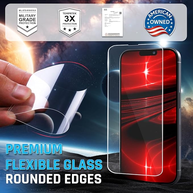 TEMPRTEK+ 2 Pack for iPhone 14 Pro Max Screen Protector Privacy 9H Military Grade Scratch Fingerprint Resistance Anti-Glare Shatterproof Tempered Glass Anti-Spy Easy Installation Bubble Free