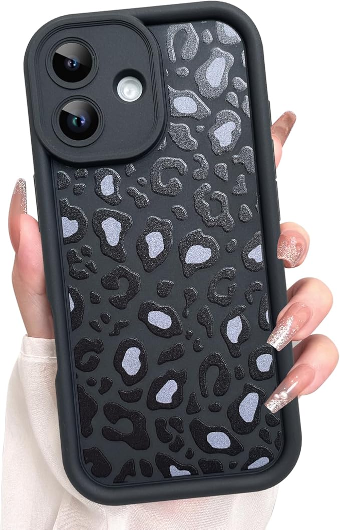 KANGHAR Case Compatible with iPhone 17 Leopard Printed Pattern Cute Cheetah Phone Case Soft TPU Shockproof Protective Cover Designed for iPhone 17 6.3 Inch Black