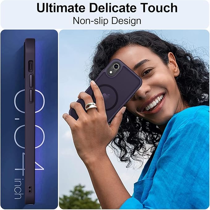 MOCCA Strong Magnetic for iPhone XR Phone Case, [Compatible with Magsafe][Mil-Grade Drop Protection] Slim Thin Translucent Matte Protective Cover Case for iPhone XR Case 6.1'', Deep Purple
